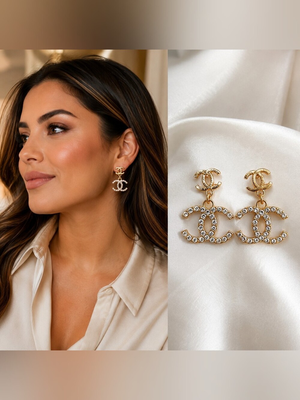 Gorgeous Gold Crystal Drop Earrings Fashion Jewelry